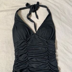 Vintage Sparkly Halter-Neck Ruched Top